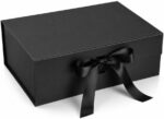Caixa de Presente Grande Preta com Laço Luxo 33x25x12cm: elegante, resistente e pronta para valorizar seus presentes especiais.