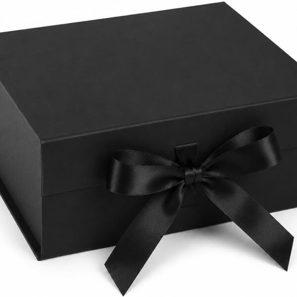 Caixa de Presente Premium Rígida Magnética com Laço de Cetim: embalagem luxuosa, reutilizável e elegante para presentes sofisticados.