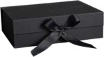 Caixa de Presente Premium Rígida com fecho magnético e fita, luxo reutilizável para presentes e eventos, preta, 24x17x10cm. - Imagem 2