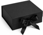 Caixa de Presente Premium rígida com fechamento magnético e laço de cetim preto: luxo, proteção e elegância para presentes especiais.
