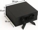 Caixa de Presente Premium rígida com fechamento magnético e laço de cetim preto: luxo, proteção e elegância para presentes especiais. - Imagem 2