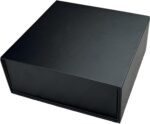 Caixa de Presente Preta Rígida 18x18x7cm com Fechamento Magnético, ideal para presentes, kits e brindes premium.