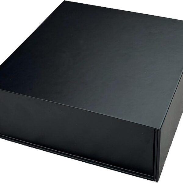Caixa de Presente Preta Rígida 18x18x7cm com Fechamento Magnético, ideal para presentes, kits e brindes premium.
