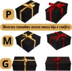 Caixa preta premium para presente com laço vermelho, elegante, resistente e ideal para presentes especiais e kits exclusivos. - Imagem 2