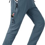 Calça masculina TBMPOY impermeável com forro de lã: proteção térmica ideal para esqui, neve, camping e pesca no gelo.