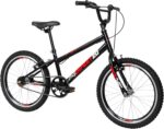 Caloi Bicicleta Infantil Expert Aro 20 Preta: estilo cross, conforto e rodas resistentes para aventuras dos 7 aos 9 anos.