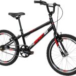 Caloi Bicicleta Infantil Expert Aro 20 Preta: estilo cross, conforto e rodas resistentes para aventuras dos 7 aos 9 anos.