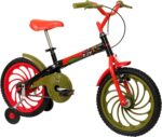 Caloi Bicicleta Infantil Power Rex Aro 16 Preta com rodinhas, segurança e ajuste fácil para crianças de 5 a 7 anos