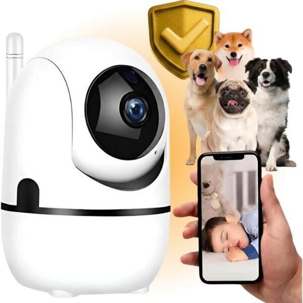 Câmera Babá Eletrônica Wi-Fi Full HD 1080p com visão 360°, áudio bidirecional e alerta de movimento para mais segurança no celular