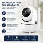 Câmera Baba Eletrônica Wi-Fi Premium com áudio bidirecional, visão noturna e alertas de movimento para segurança completa. - Imagem 2