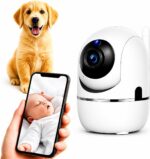 Câmera Babá Wi-Fi Full HD com visão noturna, alerta no celular e rotação 360° para segurança completa.
