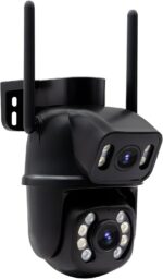 Câmera IP Externa 3MP WiFi com dupla lente, visão 360°, ночurna, IP66 e áudio bidirecional para segurança completa