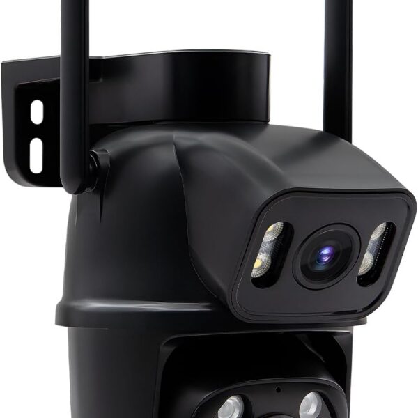 Câmera IP Externa 3MP WiFi com dupla lente, visão 360°, ночurna, IP66 e áudio bidirecional para segurança completa