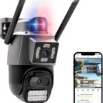 Câmera IP Externa WiFi 3MP com Visão Noturna, Dupla Lente e IP66 para Segurança 24h