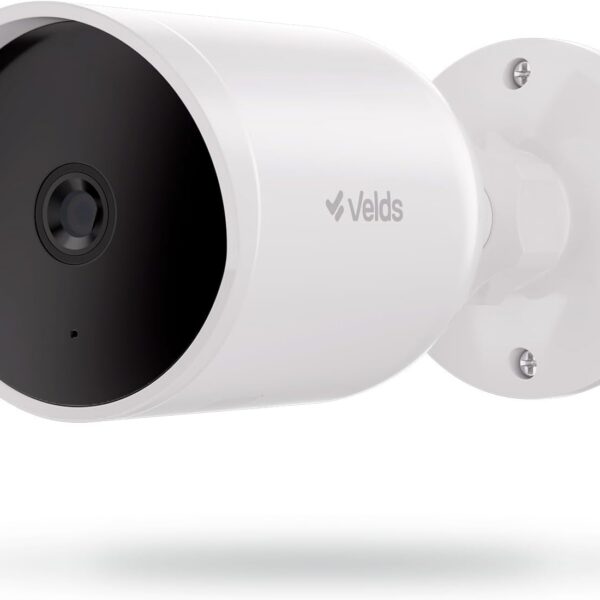 Câmera Inteligente Externa Velds 2K Wi-Fi IP66: visão noturna, detecção de movimento e áudio bidirecional para segurança total