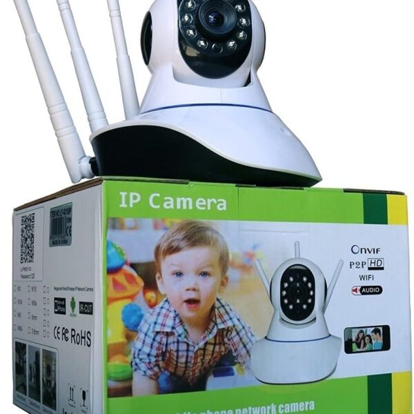 Câmera Ip Sem Fio 360° com visão noturna e alarme, ideal para monitoramento residencial