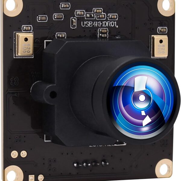 Câmera USB 4K com IMX317 e lente 170°, plug and play, microfone duplo para vídeo nítido em qualquer sistema.