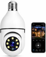 Câmera Wi-Fi 360° Full HD 1080P com áudio e visão noturna: segurança em tempo real pelo celular.