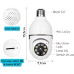 Câmera Wi-Fi 360° Full HD 1080P com áudio e visão noturna: segurança em tempo real pelo celular. - Imagem 2