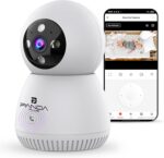 Câmera de Segurança Inteligente WiFi 3MP com giro 360, visão noturna e áudio bidirecional para monitoramento completo.