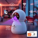 Câmera de Segurança Inteligente WiFi 3MP com giro 360, visão noturna e áudio bidirecional para monitoramento completo. - Imagem 2