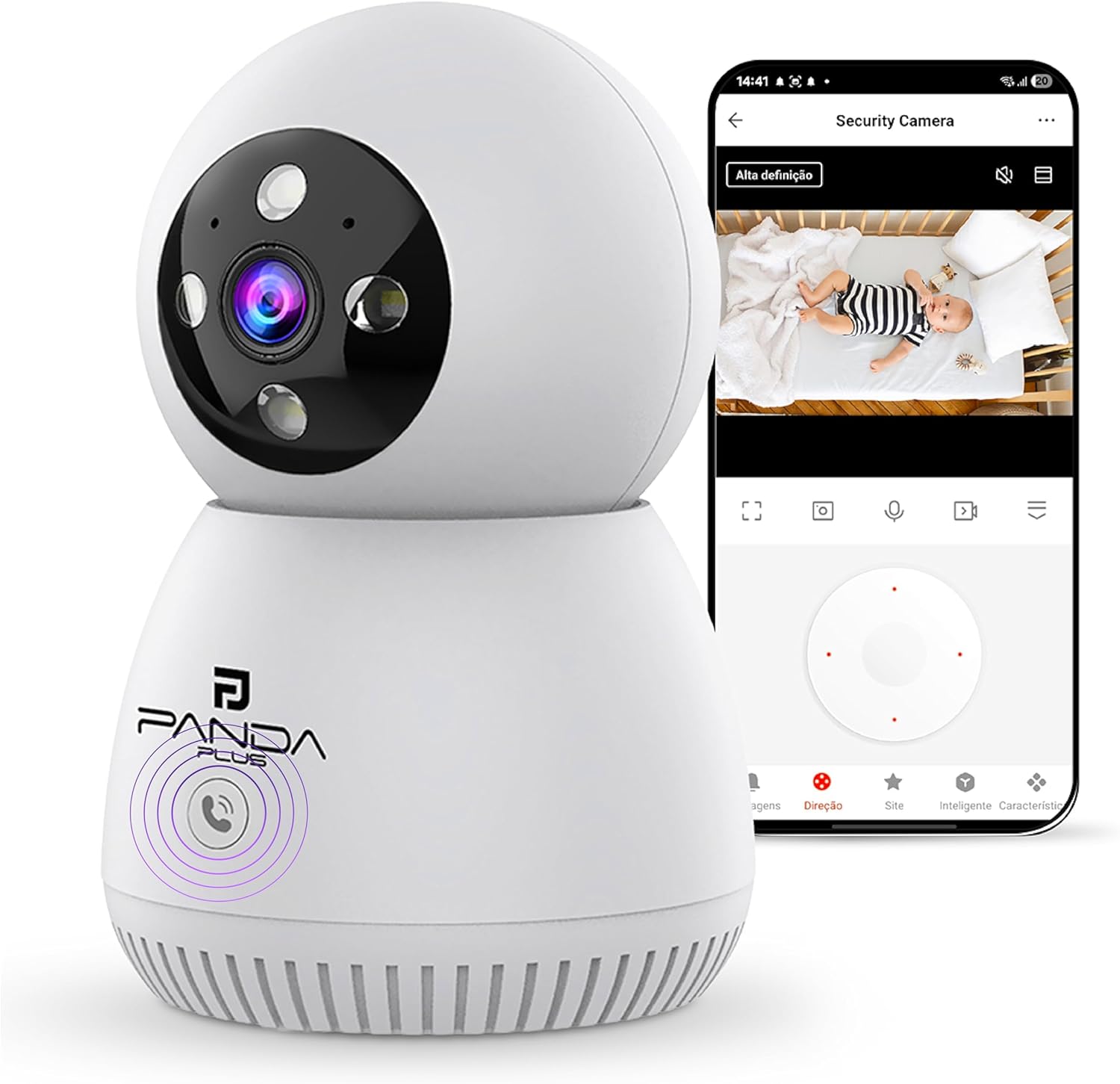 Câmera de Segurança Inteligente WiFi 3MP com giro 360, visão Câmera de Segurança Inteligente WiFi 3MP com giro 360, visão noturna e áudio bidirecional para monitoramento completo.