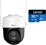 Câmera de Segurança Wi-Fi S38PT Ultra HD 4MPX com visão noturna, detecção de movimento e cartão Lexar 32GB para monitoramento completo.
