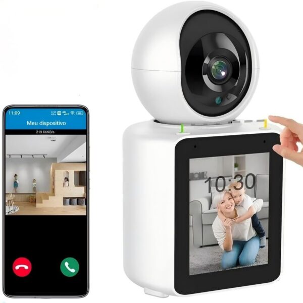 Câmera de Segurança Wifi 1080P com tela 2,8", detecção de movimento, áudio bidirecional e visão noturna, ideal para sua família.
