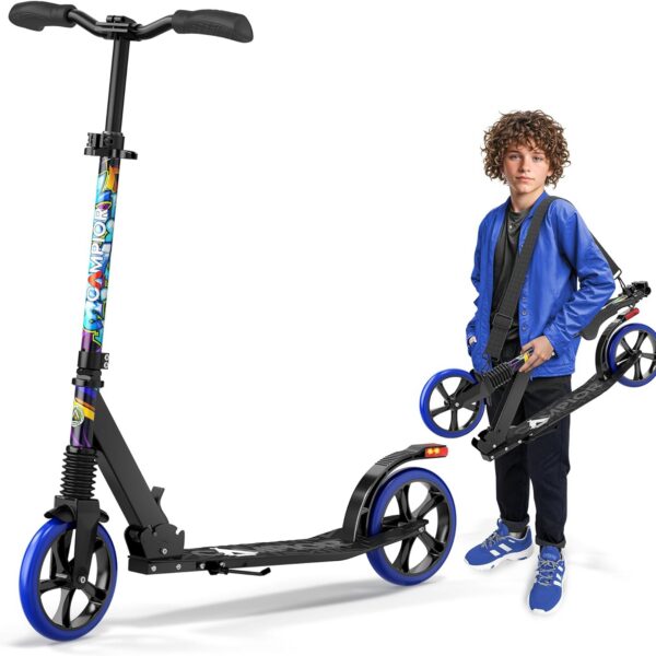 Campior Patinete dobrável com guidão ajustável, rodas de 20 cm e suporte até 109 kg para crianças e adultos.