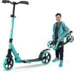 Campior Patinete dobrável com rodas grandes, 3 níveis de altura e suporte para crianças e adultos, até 109 kg