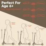 Campior Patinete dobrável com rodas grandes, 3 níveis de altura e suporte para crianças e adultos, até 109 kg - Imagem 2