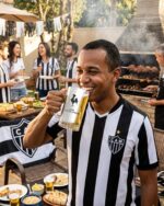 Caneca Chopp Galo 480ml licenciada, preta com detalhes prata, ideal para chopp e presente perfeito para torcedores. - Imagem 2