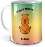 Caneca Don’t Worry Be Capy com capivara zen: presente criativo, fofo e resistente para relaxar com estilo.