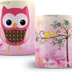 Caneca Personalizada Coruja Professora em cerâmica premium, presente criativo de Natal para café com alta durabilidade.