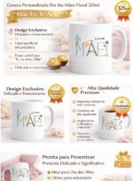 Caneca Personalizada Dia das Mães Floral 325ml: presente criativo, delicado e emocionante para surpreender sua mãe com carinho. - Imagem 2