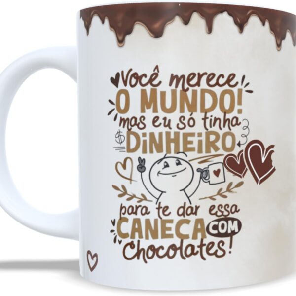 Caneca Personalizada Páscoa Você Merece o Mundo 340ml em porcelana premium: presente carinhoso e criativo para surpreender nesta Páscoa.