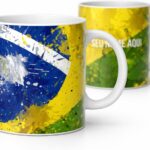 Caneca Personalizada Seleção Brasil 2026 com Nome: presente criativo em cerâmica premium 325ml para fãs de futebol