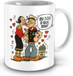Caneca Popeye e Olívia 1929 de porcelana 325 ml com estampa HD, ideal para presente nostálgico e uso diário. - Imagem 2