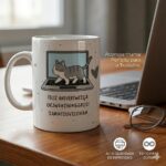 Caneca de Gato Divertida 325ml: presente criativo e engraçado para amantes de gatos, ideal para café e datas especiais.