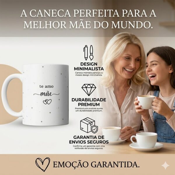 Caneca de Porcelana Premium Te Amo Mãe 325ml: presente criativo e elegante para emocionar em datas especiais.