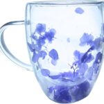 Caneca de Vidro Floral 350ml: resistente, elegante e ideal para café e chá.