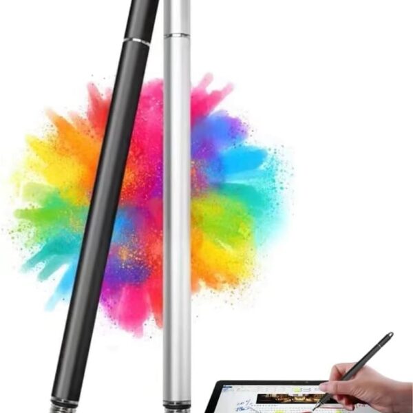 Caneta Stylus Capacitiva 2 em 1 Universal Para Telas Touch Tablets, smartphones e notebooks compatível com Apple, Samsung, Xiaomi, Motorola Sem Bateria, Sem Bluetooth Alta Precisão