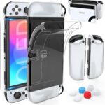 Capa HEYSTOP para Switch OLED com TPU, vidro temperado e 6 thumb grips: proteção completa e encaixe perfeito para comprar agora