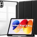 Capa Xiaomi Redmi Pad 2 Pro 12,1: proteção 3 vias, fecho magnético, traseira transparente, suporte e suspensão anti-impacto