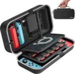 Capa de Transporte OIVO para Switch OLED: proteção rígida, compartimento para 20 jogos e praticidade para viagens.