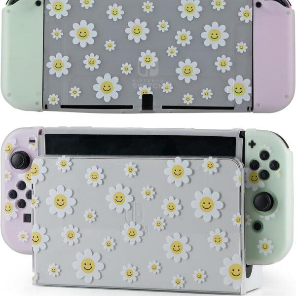 Capa protetora para Switch OLED em silicone floral: proteção total, encaixe perfeito e conforto para Joy-Con.