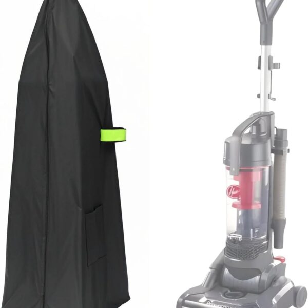 Capa protetora para aspirador vertical 420D PVC: proteção contra poeira e água, com bolsa extra e ajuste universal.