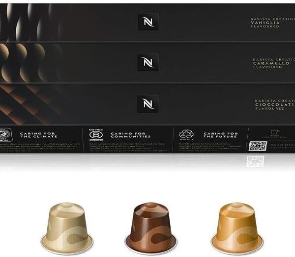 Cápsulas Nespresso com Baunilha, Caramelo e Chocolate Amargo: 30 unidades originais para café aromático e prático.