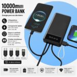 Carregador Portátil 10.000mAh 22.5W Turbo: carga rápida, visor LED e cabos integrados para iPhone, Android e tablets. - Imagem 2