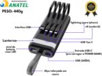 Carregador Portátil Power Bank 20.000 Para iPhone E Samsung Preto Universal - Imagem 2